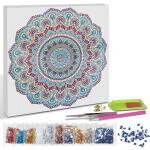 Ursus 43520001F - Diamond Painting Mandala Set 1, Bastelset mit Steinchen in hellblau, rot und gelb, 1 Leinwand 30 x 30 x 1,5 cm