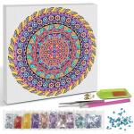 Ursus 43520004F - Diamond Painting Mandala Set 4, Bastelset mit Steinchen in gelb, lila und pink, 1 Leinwand 30 x 30 x 1,5 cm