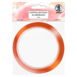Ursus 44000000 Doppelseitiges Klebeband, rot, Breite ca. 3 mm, Länge ca. 10 m, transparent, eine Rolle, vielseitig einsetzbar, ideal zum Basteln