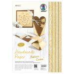 Ursus 61600001 Handgeschöpftes Naturpapier Noblesse Cream, 8 Blatt in 4 verschiedenen Motiven, ca. 23 x 33 cm, 200 g/qm, geprägt, mit Metall-Effekt, ideal als Grundlage für vielfältige Bastelarbeiten