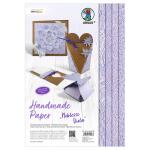 Ursus 61600002 Handgeschöpftes Naturpapier Noblesse Viola, 8 Blatt in 4 verschiedenen Motiven, ca. 23 x 33 cm, 200 g/qm, geprägt, mit Metall-Effekt, ideal als Grundlage für vielfältige Bastelarbeiten