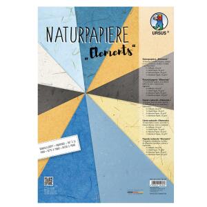 Ursus 61610006 Naturpapiere Elements, 10 Blatt, in verschiedenen Größen, Farben und Qualitäten, mit Muschelpapier und Bambuspapier, Mikado und Bananenpapier, für kreative Bastelarbeiten, bunt