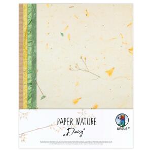 Ursus 61620002 - Naturpapiere Daisy, 10 Blatt, 23 x 33 cm, mit Graspapier und Strohseide, für kreative Bastelarbeiten