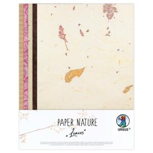 Ursus 61620005 - Naturpapiere Leaves, 10 Blatt, 23 x 33 cm, mit Graspapier und Strohseide, für kreative Bastelarbeiten