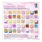 Ursus 71850099 - Glitter Design-Papier "Flowers", Mix mit 40 Blatt beidseitig bedrucktem Motiv-Papier, 190 g/m², 30,5 x 30,5 cm, Vorder- und Rückseite jeweils unterschiedlich bedruckt
