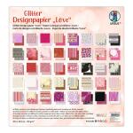 Ursus 71870099 - Glitter Design-Papier "Love", Mix mit 40 Blatt beidseitig bedrucktem Motiv-Papier, 190 g/m², 30,5 x 30,5 cm, Vorder- und Rückseite jeweils unterschiedlich bedruckt