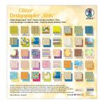 Ursus 71880099 - Glitter Design-Papier "Kids", Mix mit 40 Blatt beidseitig bedrucktem Motiv-Papier, 190 g/m², 30,5 x 30,5 cm, Vorder- und Rückseite jeweils unterschiedlich bedruckt