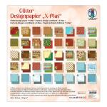 Ursus 71900099 - Glitter Design-Papier "X-Mas", Mix mit 40 Blatt beidseitig bedrucktem Motiv-Papier, 190 g/m², 30,5 x 30,5 cm, Vorder- und Rückseite jeweils unterschiedlich bedruckt