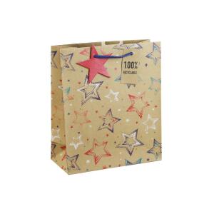 Clairefontaine Clairefontaine 30603-3C – Sterne, Kraftpapier, mittlere Tasche, 21,5 x 10 x 25,3 cm
