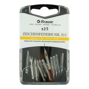 Brause Box 15 Zeichenfedern mittelweich