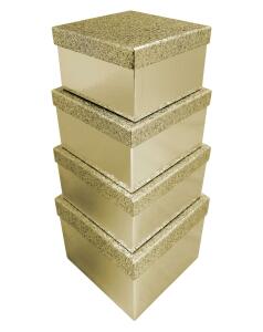 Clairefontaine Clairefontaine X-31052-BXC – Set mit 4 Schachteln, quadratisch, glitzernd, goldfarben