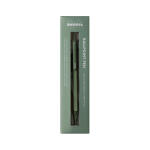 Rhodia Rhodia 9387C – Kugelschreiber, nachfüllbar, Sechseckiger Schaft aus gebürstetem Aluminium, Salbei – Spitze einziehbar, hohe Präzision 0,7 mm, schwarze Tinte