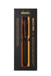 Rhodia Rhodia 9342C – 3-in-1 ScRipt Multipen schwarz – nachfüllbar – 2 Kugelschreiber 0,5 mm schwarz & rot + 1 Druckbleistift Graphitmine 0,5 mm Schaft aus gebürstetem Aluminium