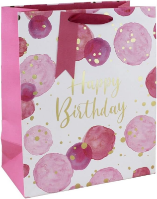 Clairefontaine Clairefontaine 28914-2C - Geschenktüte L, 26,5x14x33 cm, 210g, elegant und praktisch, 1 Stück, Happy Birthday