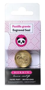 Herbin Herbin 40492T - Siegelplatte aus Messing, mit Motiv, zum Anschrauben an Holzgriffe, Panda