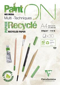 Clairefontaine Clairefontaine 975741C – Block Painton, recycelt, A4, 30 Blatt, Weiß, 250 g