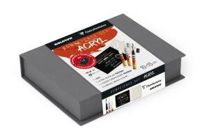Clairefontaine Clairefontaine 975905C – Set AcRYL Box Dunkelgrau A6+, Block ETIVAL Schwarz, Karton A-Peindre & 3 x ONE4ALL