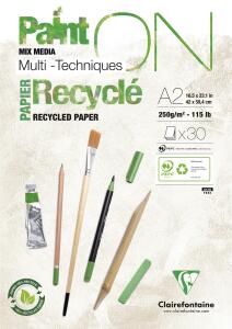 Clairefontaine Clairefontaine 975743C – Block Painton, recycelt, A2, 30 Blatt, Weiß, 250 g