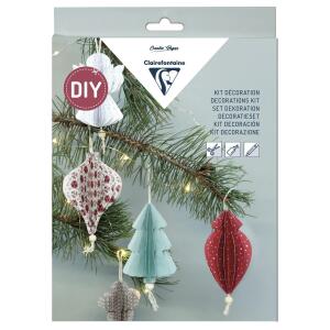 Clairefontaine Clairefontaine 97709C - Set Dekoration, Weihnachten Cozy, 10 Weihnachtskugeln aus Papier 20,5x1 ,5x30cm