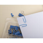 Exacompta Exacompta - Iderama 14852E Set mit 58 Clips – bestehend aus 20 Pushpins, 30 Briefklammern Büroklammern und 8 doppelten Metallclips, alles in einem Kunststoffetui mit 3 Fächern – Hellblau