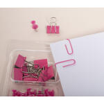 Exacompta Exacompta - Iderama 14857E - Set mit 58 Clips - bestehend aus 20 Pushpins, 30 Briefklammern Büroklammern und 8 doppelten Metallclips, alles in einem Kunststoffetui mit 3 Fächern - Rosa
