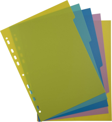 Exacompta Exacompta - 7205E - Forever Young Register - aus recyceltem Polypropylen - 5 neutrale Register - DIN A4 - bedruckbare Indexseite - Blauer Engel - farblich sortiert