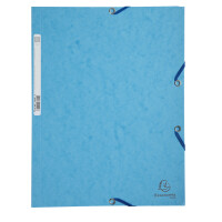 Exacompta Exacompta - 3 Schnellhefter mit Gummizug, 3 Klappen, 400 g/m², A4, Ozeanblau, 3 Klappen, glänzend