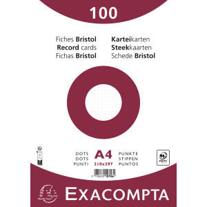 Exacompta Karteikarten A4 dots 100St/Pkg weiss
