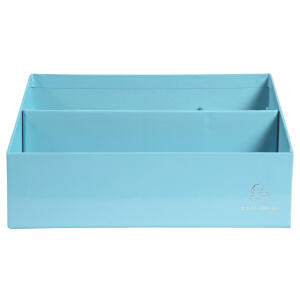Exacompta Exacompta 67962D Briefablage & Sortierbox Aquarel aus extra starkem Karton mit 3 Fächern abgestuft 25x10x14 cm für Briefe in DL und C6 und Stifte Pastellfarbe Blau Briefablage Ablagekorb Ablagebox