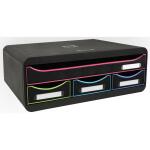 Exacompta Exacompta - Art.-Nr. 319914D - TOOLBOX MINI - Box mit 4 Schubladen - Außenmaße: Tiefe 27 x Breite 35,5 x Höhe 13,5 cm - schwarz/arlequin/schwarz