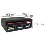 Exacompta Exacompta - Art.-Nr. 319914D - TOOLBOX MINI - Box mit 4 Schubladen - Außenmaße: Tiefe 27 x Breite 35,5 x Höhe 13,5 cm - schwarz/arlequin/schwarz