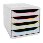 Exacompta Exacompta - 310913D - BIG-BOX Black Office - 4 Schubladen für DIN A4+ - Außenmaße: Tiefe 34,70 x Breite 27,80 x Höhe 26,70 cm - Weiß/Arlequin/Weiß