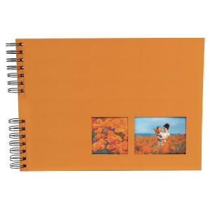Exacompta Exacompta 15004E MILANO Spiral-Fotoalbum 150 Fotos 50 schwarze Seiten Format 32 x 22 cm Einband aus orangefarbenem Papier mit Textileffekt Fenster zur individuellen Gestaltung FSC® zertifiziert