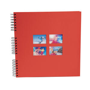 Exacompta Exacompta 15121E MILANO Spiral-Fotoalbum 360 Fotos 60 schwarze Seiten Format 32 x 32 cm Einband aus rotem Papier mit Textileffekt Fenster zur individuellen Gestaltung FSC® zertifiziert