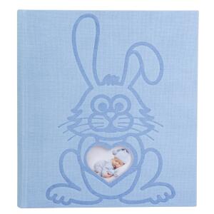 Exacompta Exacompta 16563E Fotoalbum TEDDY RABBIT 300 Fotos 10 x 15 cm 60 weiße Seiten mit Kristallblättern Format 29 x 32 cm blauer strukturierter Papiereinband Bi-Material-Effekt