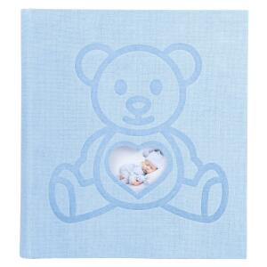 Exacompta Exacompta 16565E Fotoalbum TEDDY BEAR 300 Fotos 10 x 15 cm 60 weiße Seiten mit Kristallblättern Format 29 x 32 cm blauer strukturierter Papiereinband Bi-Material-Effekt