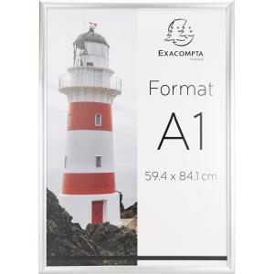 Exacompta Exacompta - Art.-Nr. 8194358D - 1 Wandrahmen aus Aluminium - A1-Format - kann horizontal oder vertikal verwendet werden - Schrauben und Dübel im Lieferumfang enthalten - Alu/Kristall