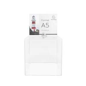 Exacompta Exacompta - Art.-Nr. 89258D - 1 Urne mit Deckel, Schlüsselschließer für Ihre Wettbewerbe, Tombolen, Wühlungen oder Ideenbox mit A5-Display - aus transparentem Acryl - Maße: 21 x 21 cm x 21 cm
