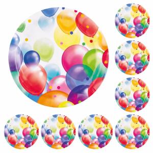 Amscan 9900320-66 - Teller Balloons, 8 Stück, Durchmesser 23 cm, Papier, Luftballon, Pappteller, Party-Teller, Einweggeschirr, Kindergeburtstag