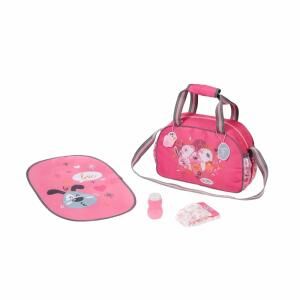 Zapf Creation 832455 BABY born Wickeltasche - Puppenwickeltasche in rosa grau inkl. Wickelunterlage, Windel und Puderdose