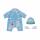 Zapf Creation 832592 BABY born Deluxe Jeans Overall 43cm - Puppenkleidung Set bestehend aus Puppen - Onesie, Mütze und Puppenschuhen in blau und weiß.