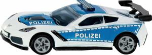 siku 1525, Polizeiauto Chevrolet Corvette ZR1, Polizei-Spielzeug, Metall/Kunststoff, Blau/Weiß, Motorhaube zum Öffnen