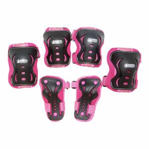 Best Sporting Schützer Set HQ für Kinder I Ellenbogenschoner / Handrückenschoner / Knieschoner in Größe M I hochwertiges Skater Schützer Set in Pink/Schwarz I Robustes Schonerset