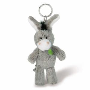 NICI 47868 Schlüsselanhänger Esel mit gesticktem Kleeblatt 10cm, GRAU