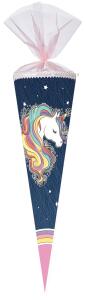 Nestler Schultüte Organza 70 cm rund Glitzer RegenbogMähne