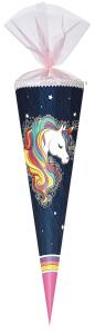 Nestler Schultüte Organza 85 cm 12-eck Glitzer RegenbogMähne