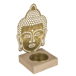 OOTB Goldener Metall-Teelichthalter mit Holzfuss