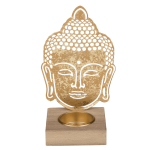 OOTB Goldener Metall-Teelichthalter mit Holzfuss