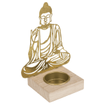 OOTB Goldener Metall-Teelichthalter mit Holzfuss