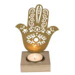 OOTB Goldener Metall-Teelichthalter mit Holzfuss